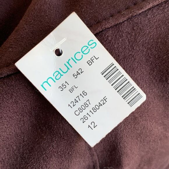 NWT Maurice’s Faux Suede Button Down High Rise Stretch Skirt Dark Purple Sz 12 - Picture 5 of 8